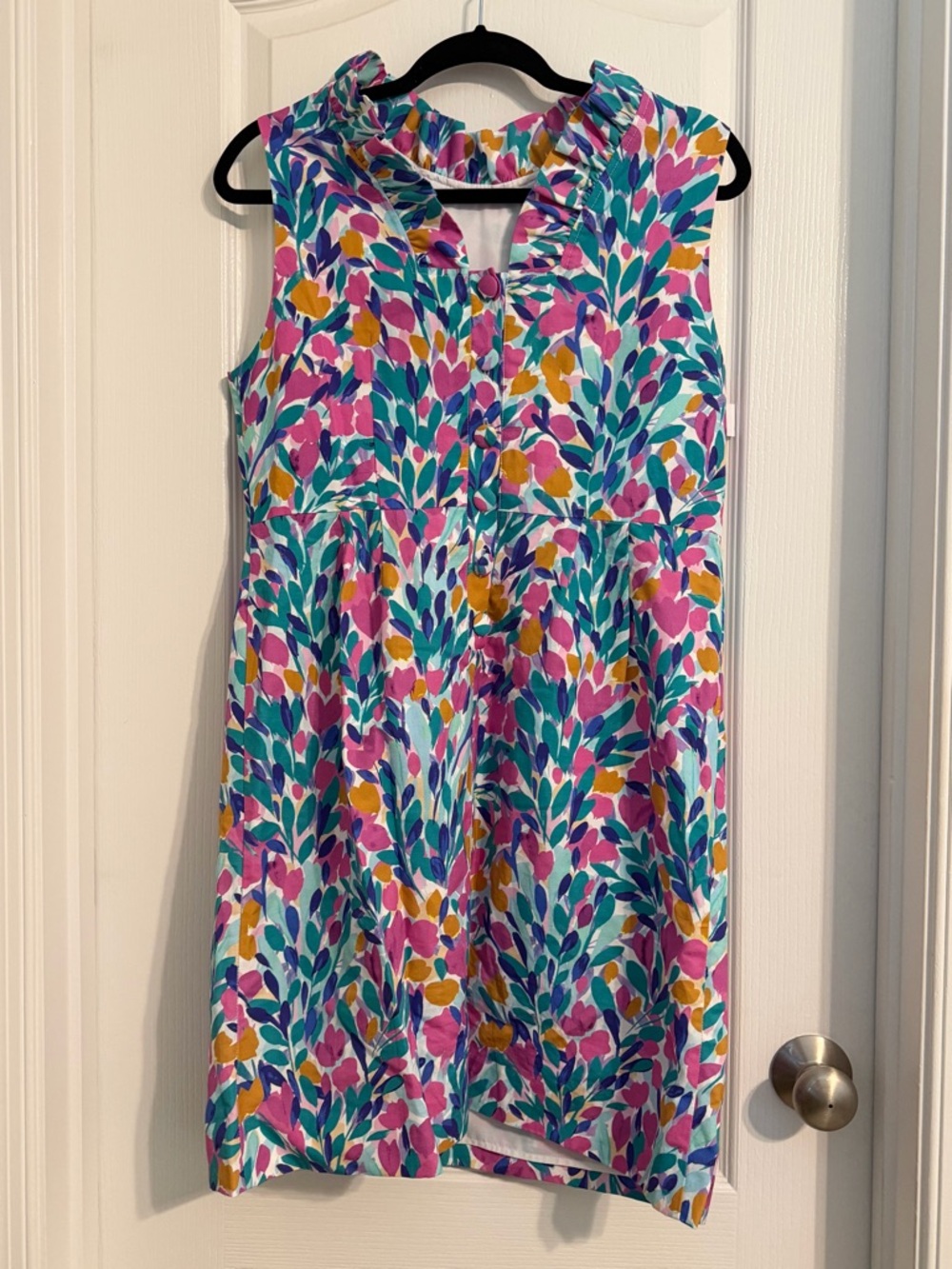 Tyler Boe Sleeveless Floral Print Ruffle-Neck Dress Sz 10